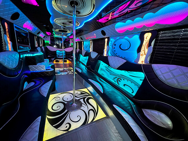 Flat-screen TV on party bus